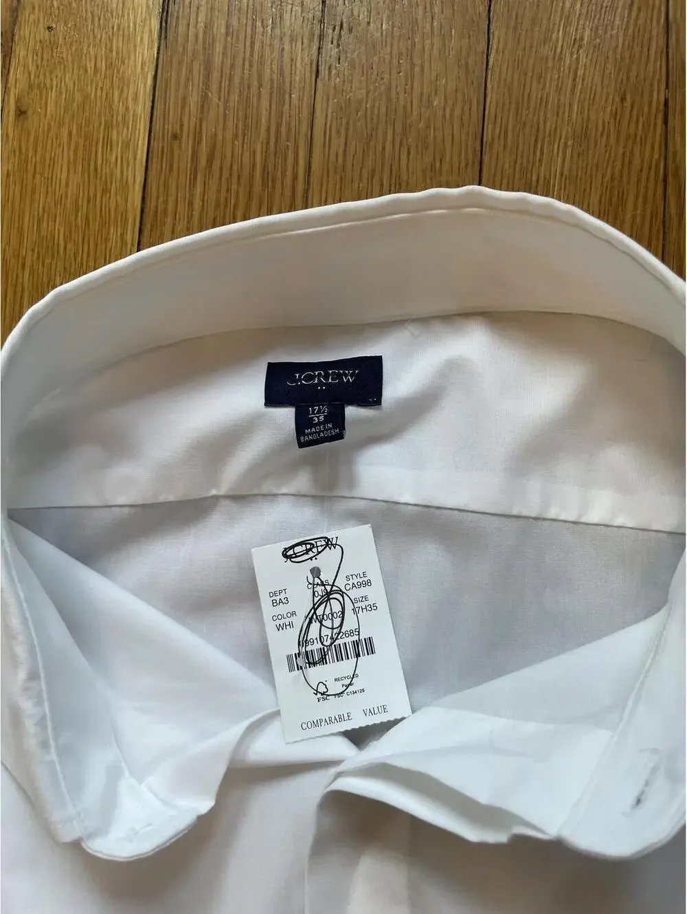 J.Crew Thompson Tuxedo Shirt White 17.5 35 Men's Formal Black Tie Wedding NWT